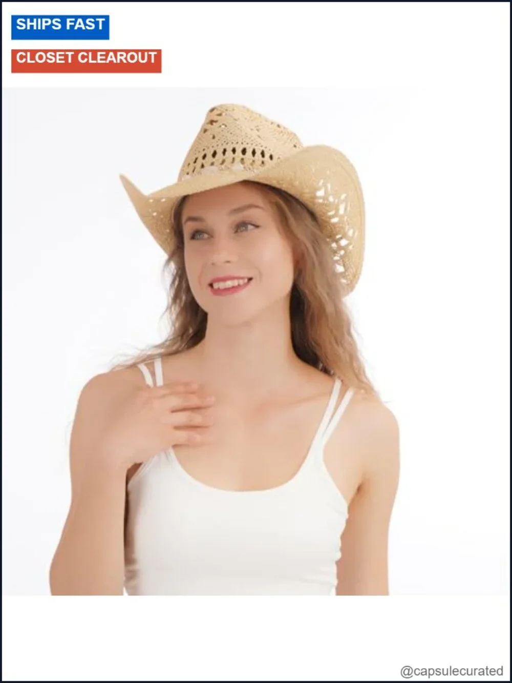 Woven Straw Cowboy Hat with Shapeable Brim for Women Men